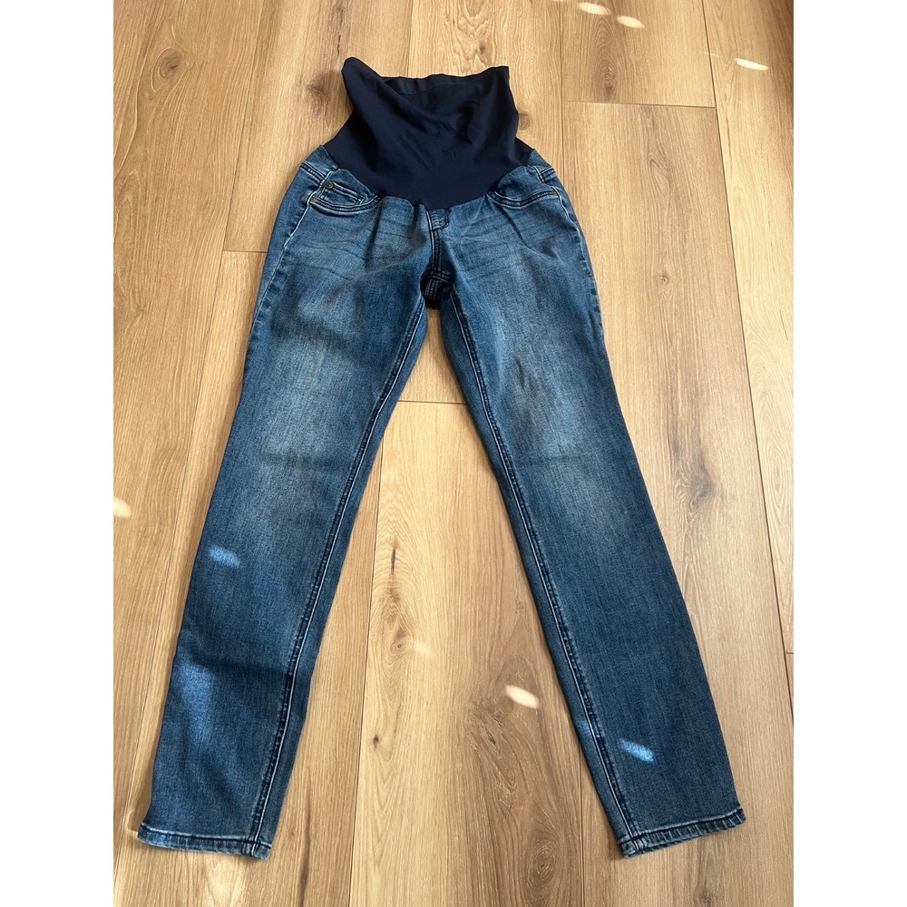 Indigo Blue Maternity Jeans Womens M Medium Wash Straight Leg Full Panel 28